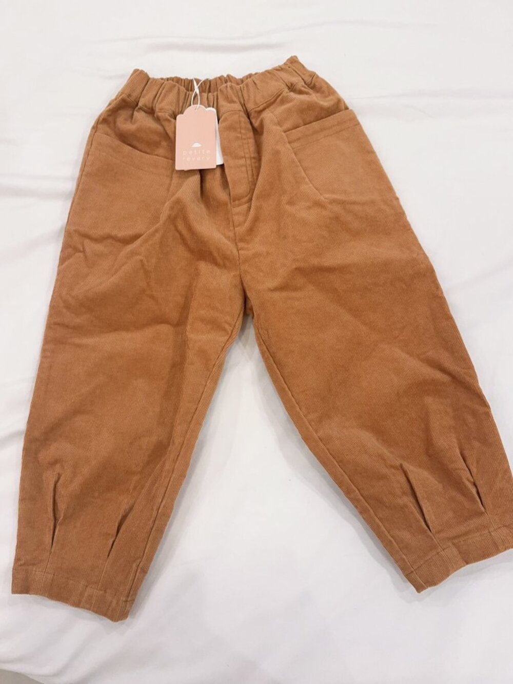 Petite Revery Kids Corduroy Pants 2T-3T Brown Elastic Waist Cozy Fall Trousers N